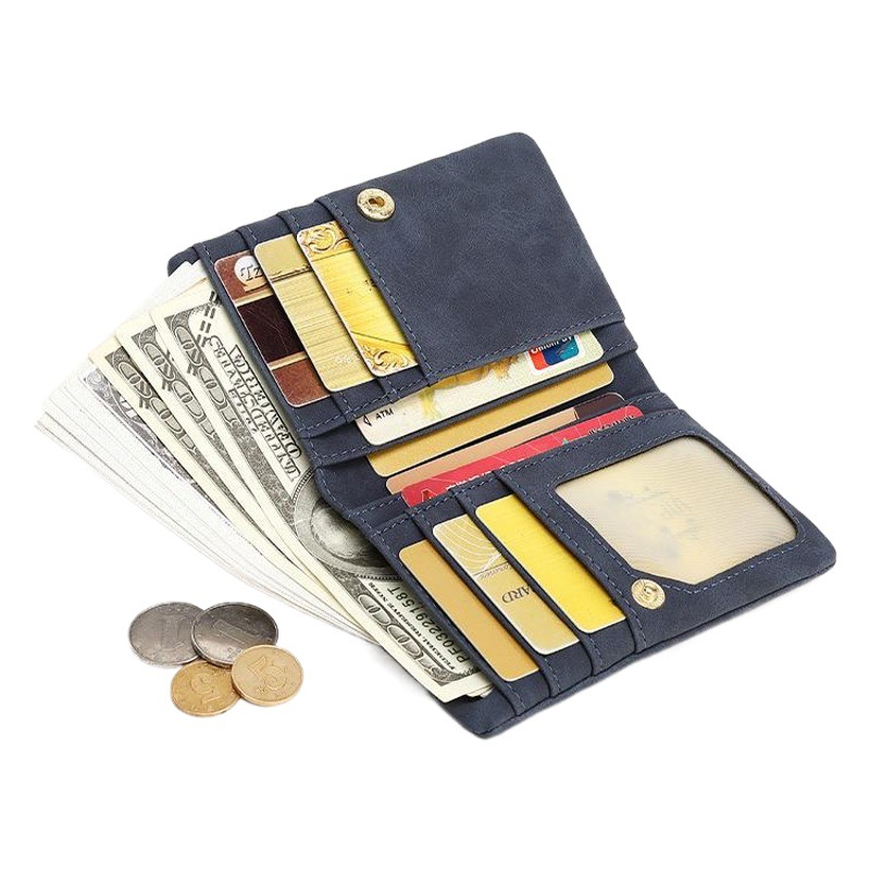 Korean Style Large Capacity Simple Small Women's Wallet Multifunctional Retro Card Bag All-match Frosted Short Coin Purse Bag