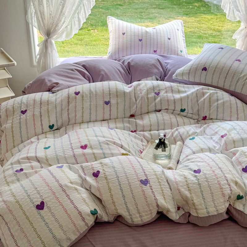 Picture of Category a Maternal and Infant Grade Small Fresh Floral Xiaozhu Cotton Quilt Cover Single Piece Skin-Friendly Washed Cotton Thickeneded Quilt Cover Wholesale