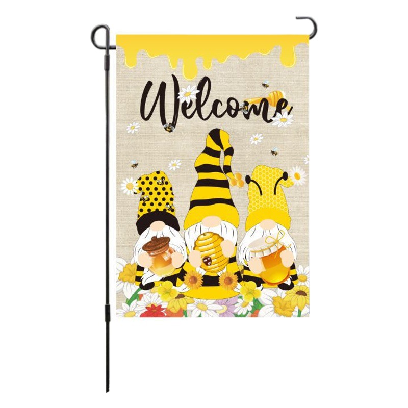 Bee Fruit Double Sided Garden Flagpole Temu Holiday Outdoor Yard Flag Polyester Flower Gardening Courtyard Decoration