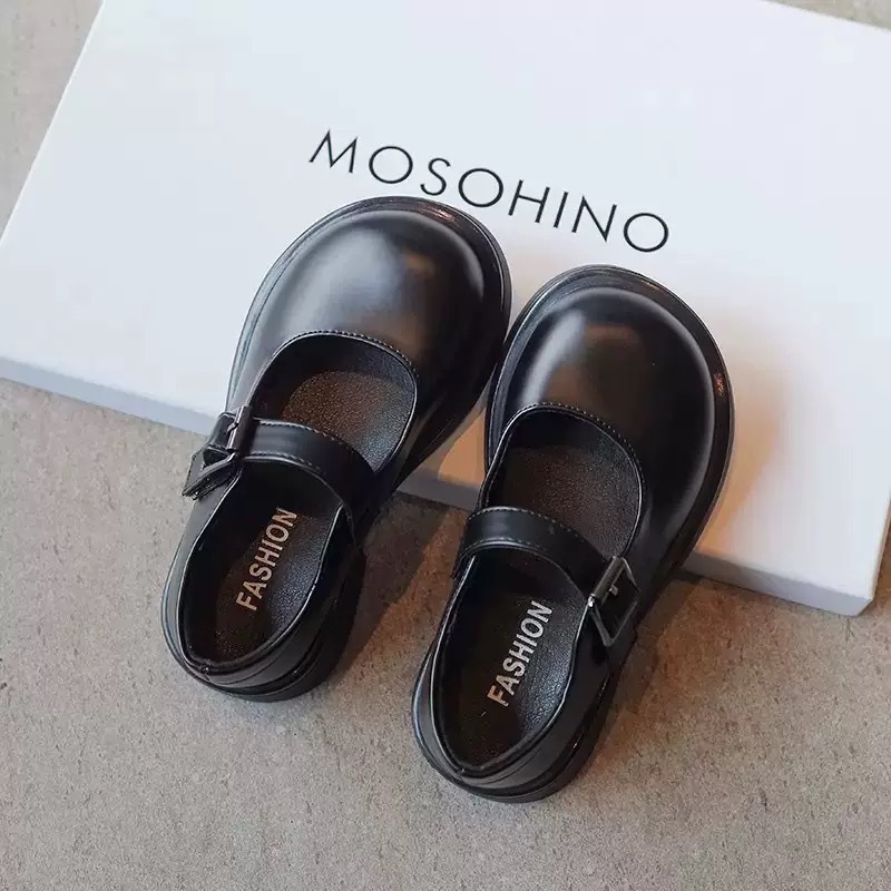 Girls' black leather shoes, girls' shoes 2025 spring/autumn British style, stylish and versatile women's shoes