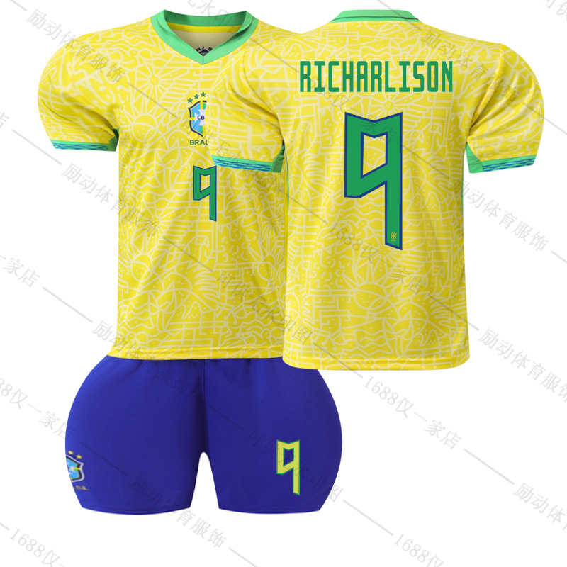 Picture of 2425 New Brazil home Court No. 10 Neymar 20 venius 9 Richard Leeson football uniform suit Jersey