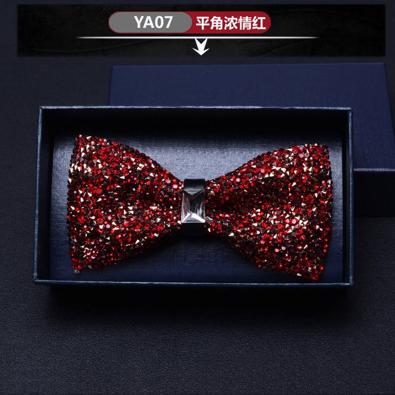 Picture of Pointed Boxer Bow Tie Men's Wedding Wedding Bridegroom Shirt Brothers British 3D Crystal Fashion Wine Red