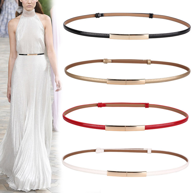 Women's Genuine Leather Belt Fashionable Simple Adjustable Thin Belt All-match dress Blue South Korea Decorative Small Waist Chain