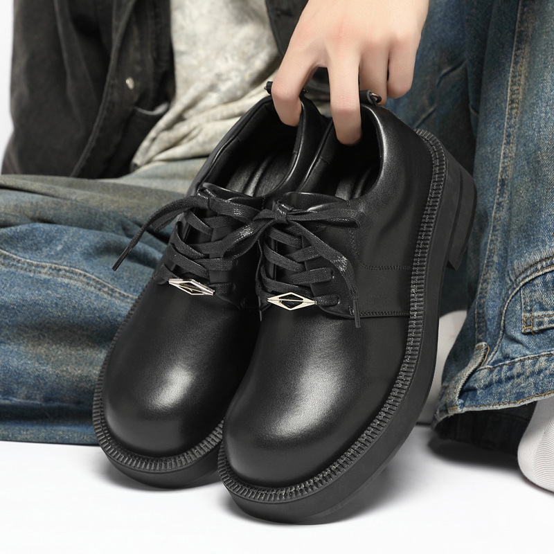 Leather shoes, men's martin shoes, high-end thick soles, heightened leather big heads, fashionable and versatile business casual derby shoes