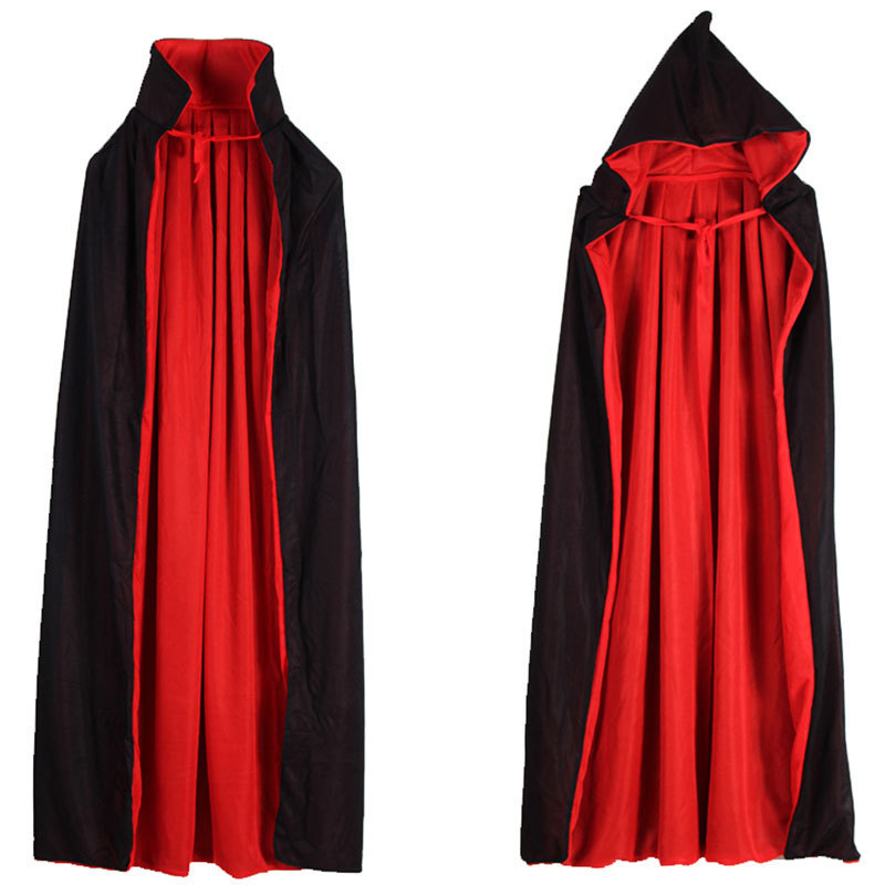 Picture of New Halloween Black and Red Cloak Adult Double-Sided Cloak Black Death Cloak Double-Layer Cloak Vampire Cloak