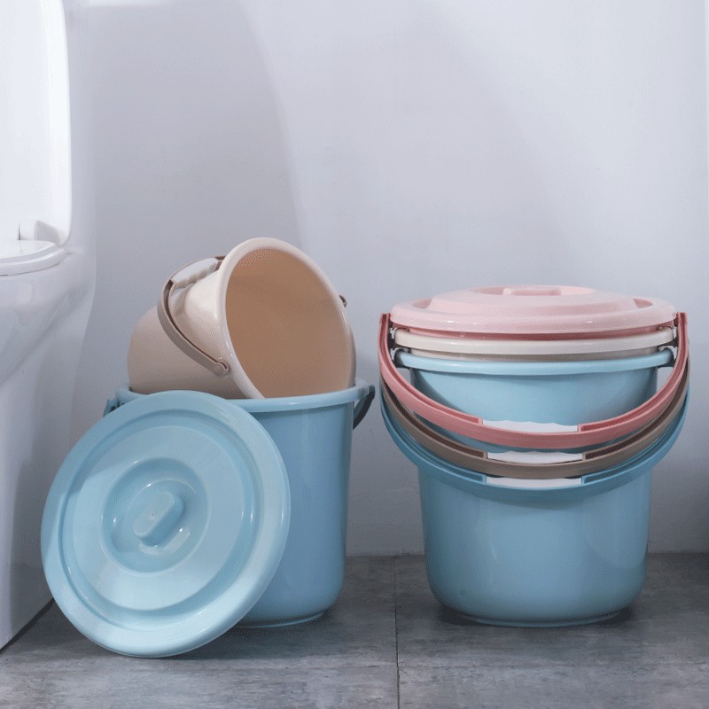 Thickened Bucket with Lid, Plastic Drop-Resistant Bucket, Household Bucket, Children's Toy Storage Bucket, Large Capacity for Dormitory Students