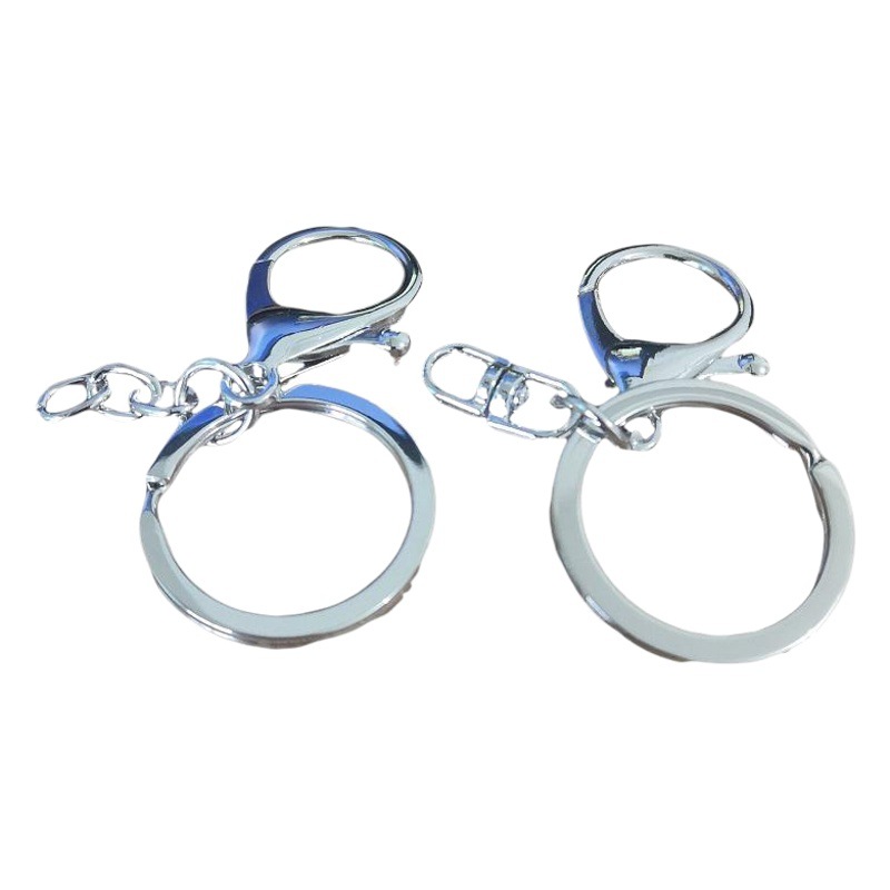 Factory wholesale metal color retention keychain key ring three-piece DIY bag pendant lobster buckle jewelry accessories