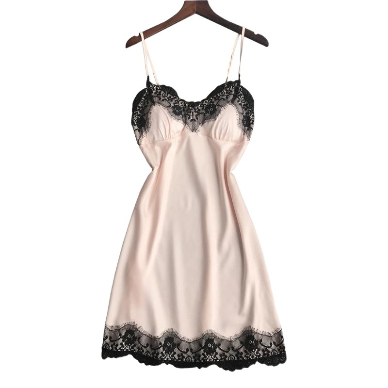 Pajamas Women's Summer Attractive Sexy V-Neck Lace Sling Nightgown Silk Home Clothes Silk