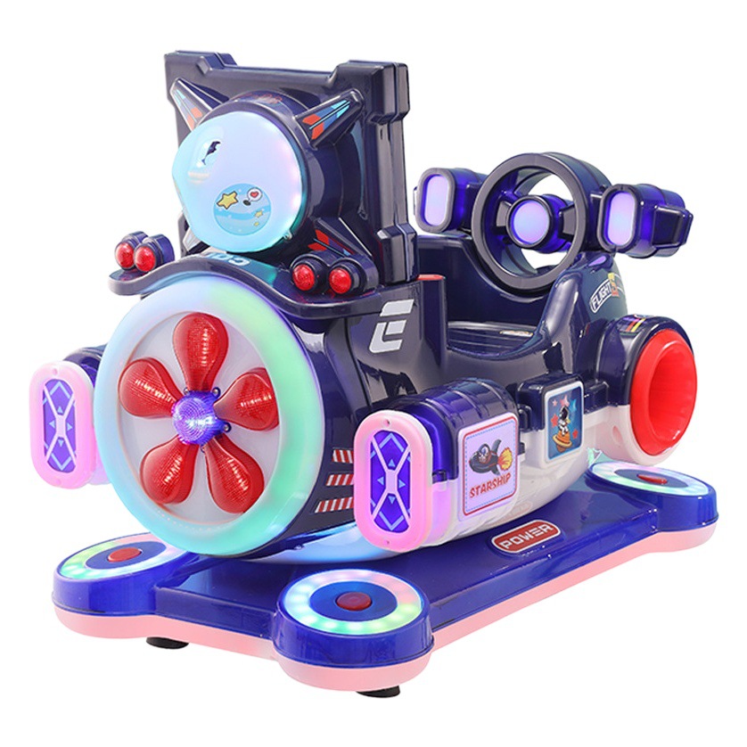 New coin-operated blowing bubble Swing Machine Electric children's toy car Children's commercial MP5 children's swing car baby