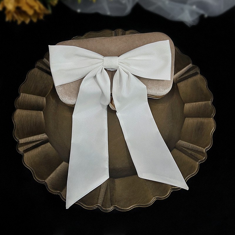 Picture of 2024 New Arrival Bow Veil Super Fairy Wedding Travel Photo White Satin Mesh Hairpin Bridal Hair Accessories