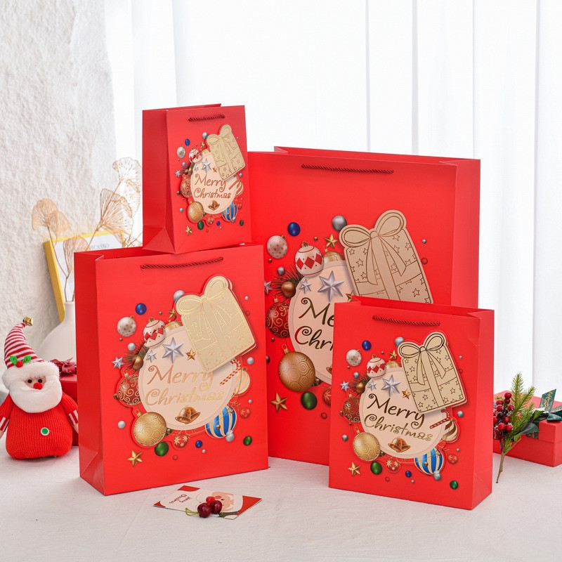 Christmas bronzing series gift bag plus size cross-border handbag Christmas gift packaging bag Christmas gift bag