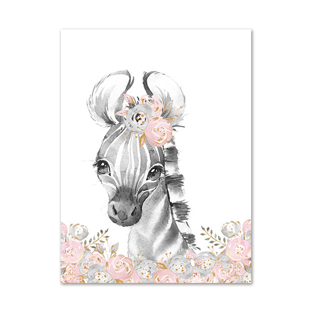 Picture of Cartoon animal Children Baby English letters Custom Baby Name bedroom canvas hanging painting decorative painting core