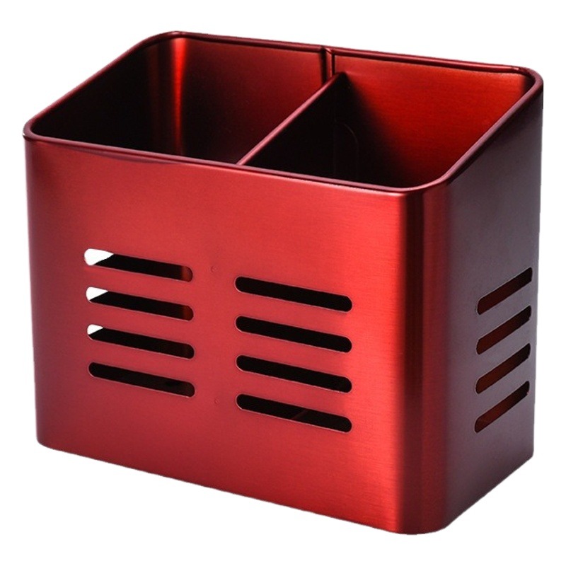 430 Stainless Steel Double-lattice Chopsticks Holder Kitchen Multi-purpose Spoon and Fork Chopsticks Tableware Storage Box Hotel Restaurant Chopsticks Rack