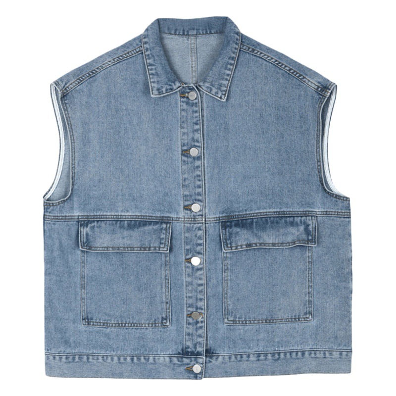 Autumn and Winter K-Style 2025 Workwear Vest with Denim Vest Jacket for Women Trendyy Outer Wear Sleeveless Waistoutwear Cardigan