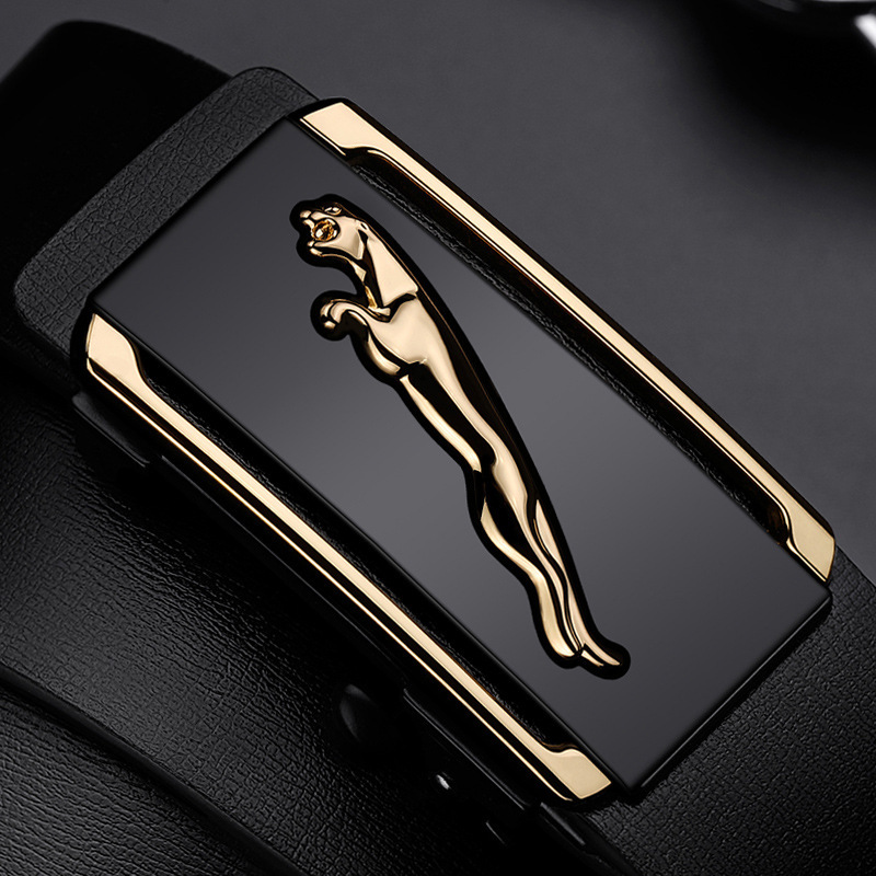 Men's Belt with Toothless Automatic Buckle, Zinc Alloy, High-Quality Leather, Men's Business Casual Pants Belt, One-Piece Drop Shipping