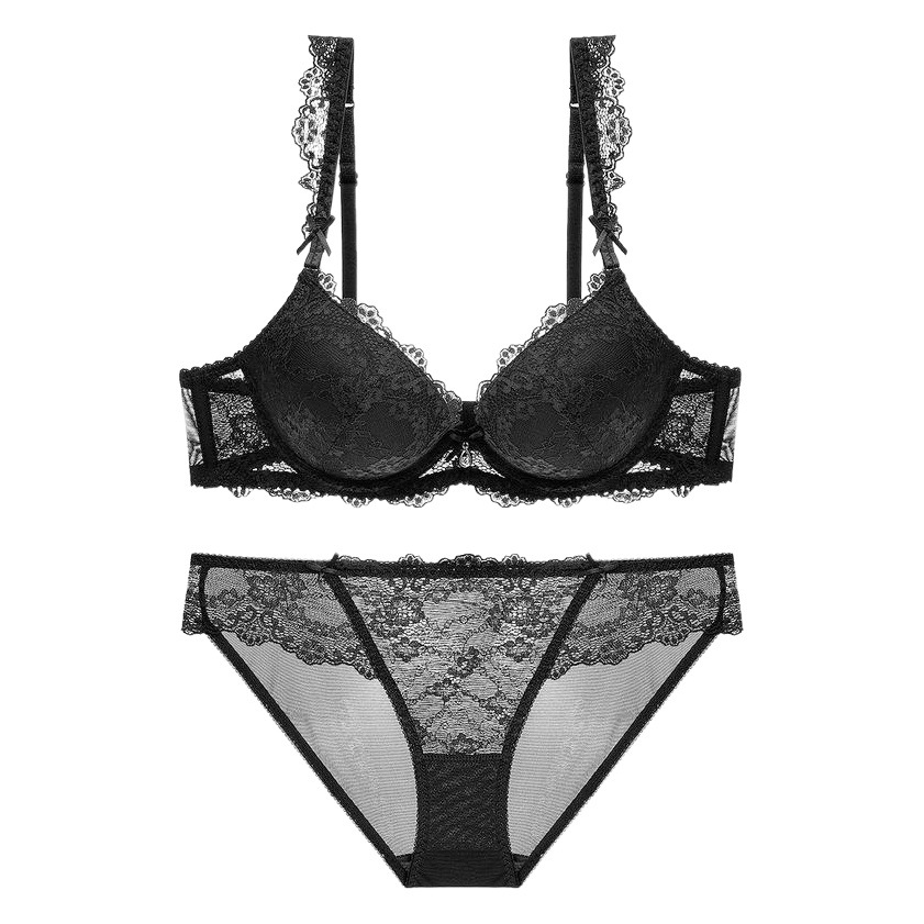European and American Sexy Small Breast Push-Up Intimates, Breast-Retracting Anti-Sagging Intimates, Thin Top and Thick Bottom, Push-Up Lace Bra Set