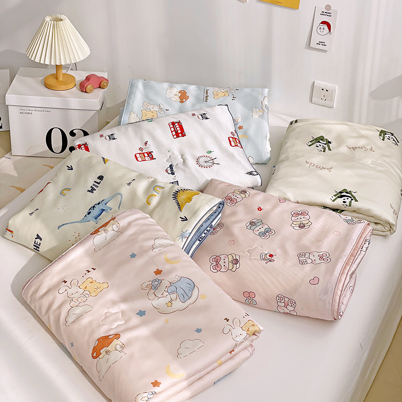 Foreign Trade Kidsren's Cartoon Class a 50 Lyocell Tencel Summer Quilt Machine Washable Soy Fiber Summer Cool Thin Quilt with Cool Feeling