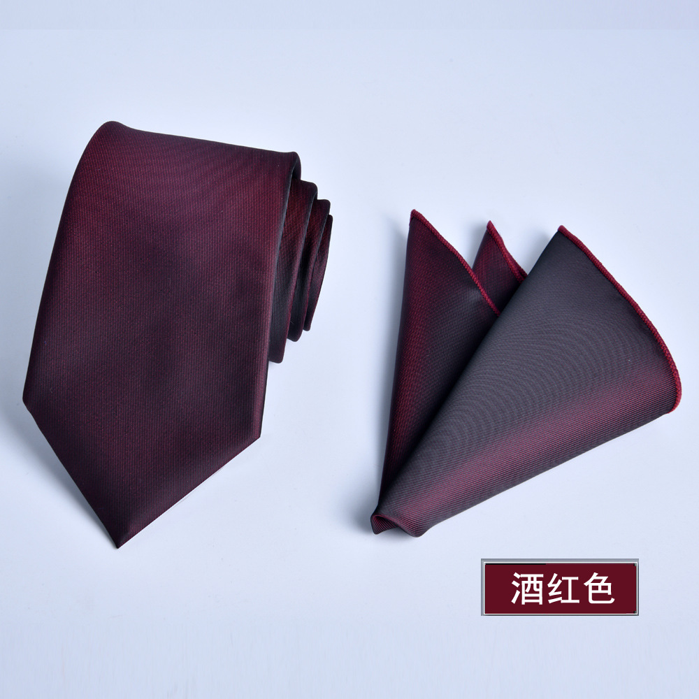 Picture of Tie Square Scarf Set 2-Piece Matte Plain Color Single Color Spot New Men's Formal Wear Business Professional 8cm Hand-Tied