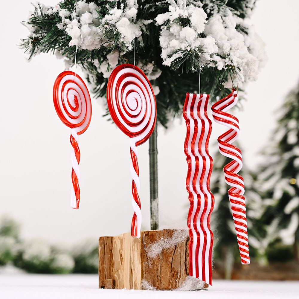 Christmas Red and White Candy Decoration Pendant Simulated Lollipop Christmas Tree Pendant 2025 Cross-Border Christmas Decorations