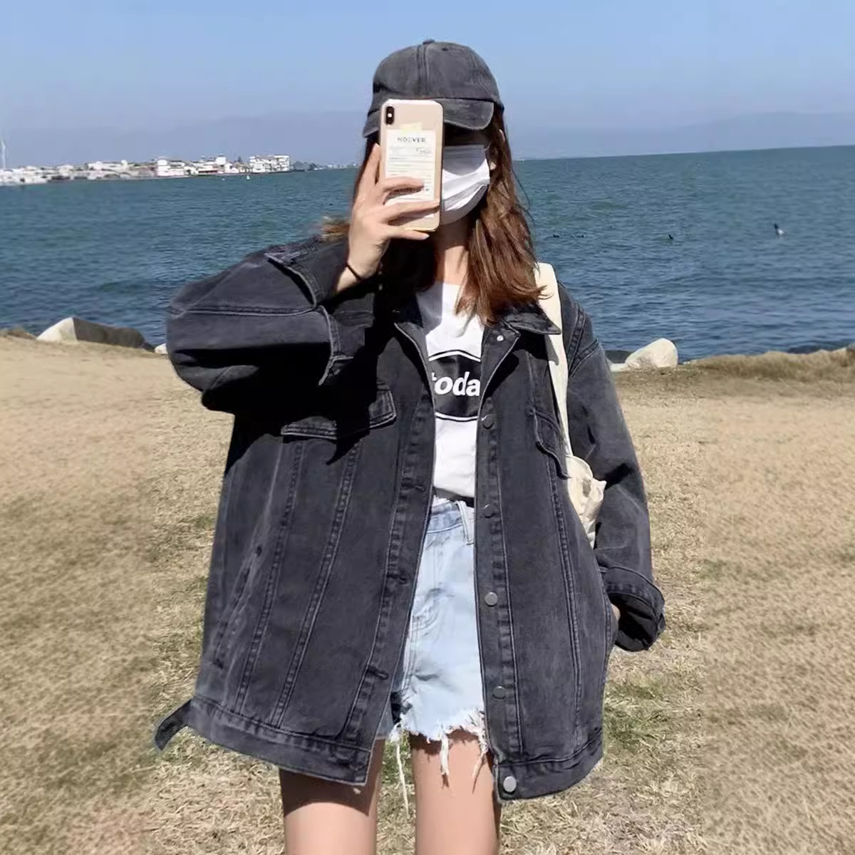 Picture of 2024 Spring and Autumn New Denim Coat Women's Korean Style Loose Design Sense BF Style All-match Mid-length Jacket Top