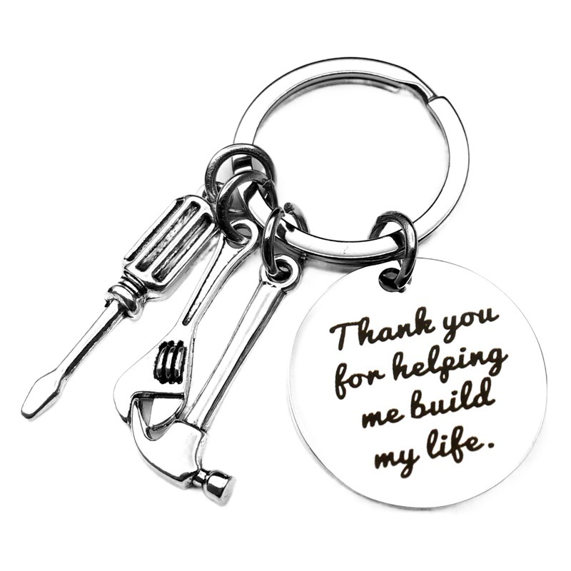 Father's Day If Dad can't fix it Hammer screwdriver wrench Dad tool stainless steel keychain