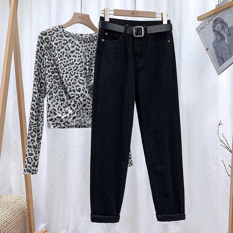 Picture of Korean Style Slim Look High Waist Denim Torre Women's Spring Autumn and Winter Loose High Look Straight Leg Radish Haren Pants ins