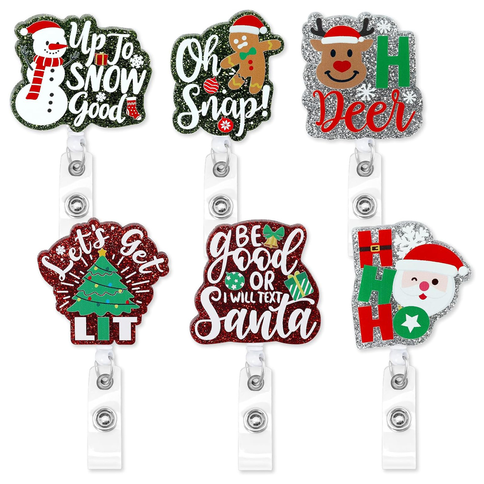 Christmas acrylic easy pull buckle Christmas tree old snowman badge work clip ginger cake man elk easy pull