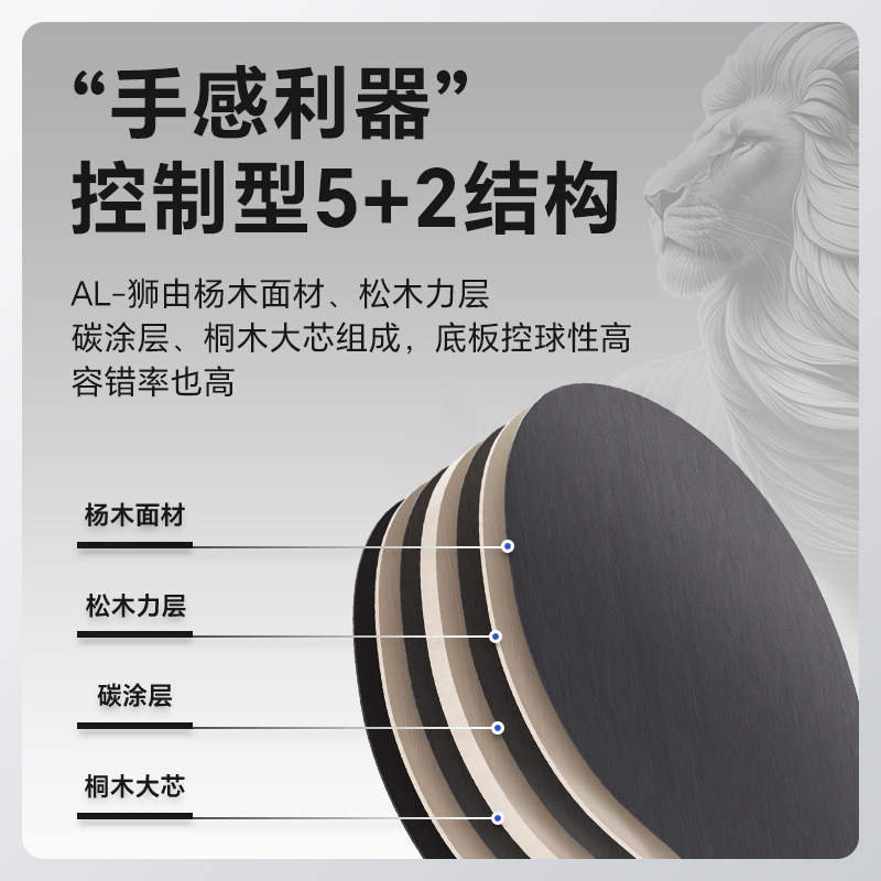 Picture of Bolal-Lion Table Tennis Racket Base Plate Long and Short Handle Seven-Layer Solid Wood Imitation Carbon Table Tennis Base Plate Drop Shipping