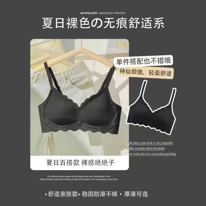 Picture of Seamless Underwear Women's Rim-free One-piece Beautiful Back Push-up Bra Girls' Underwear Collecting Paramita Bra Summer Small