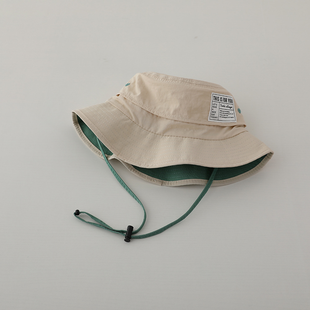 Picture of Letter Square label quick-drying sun hat children's outdoor sun hat UV protection fisherman hat middle and big Children beach hat