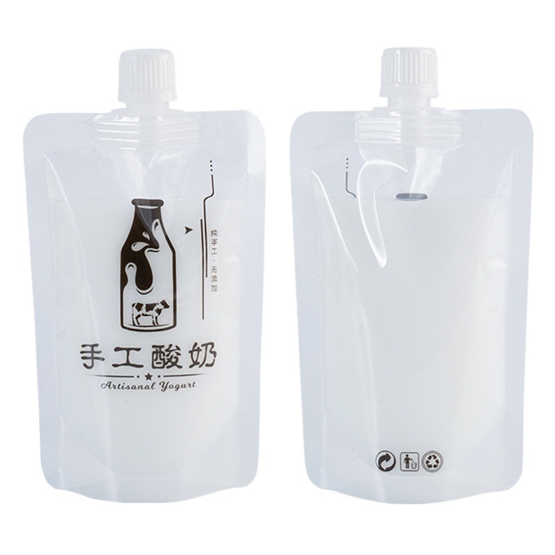 People's Name Fresh Milk Bag Disposable Plastic Milk Self-Standing Bag Packing Bag Goat's Milk Packaging Bag Handmade Yogurt Suction Mouth Bag