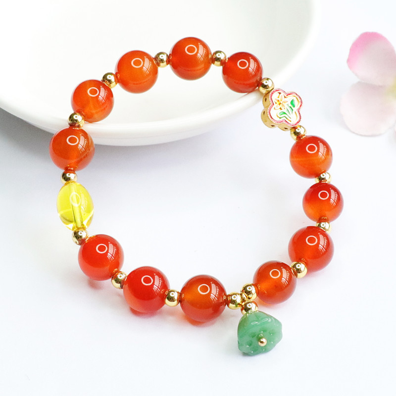 Picture of Jiyu natural red agate bracelet Lotus pear tassel chalcedony diy bracelet Caibao live generation MN2052402