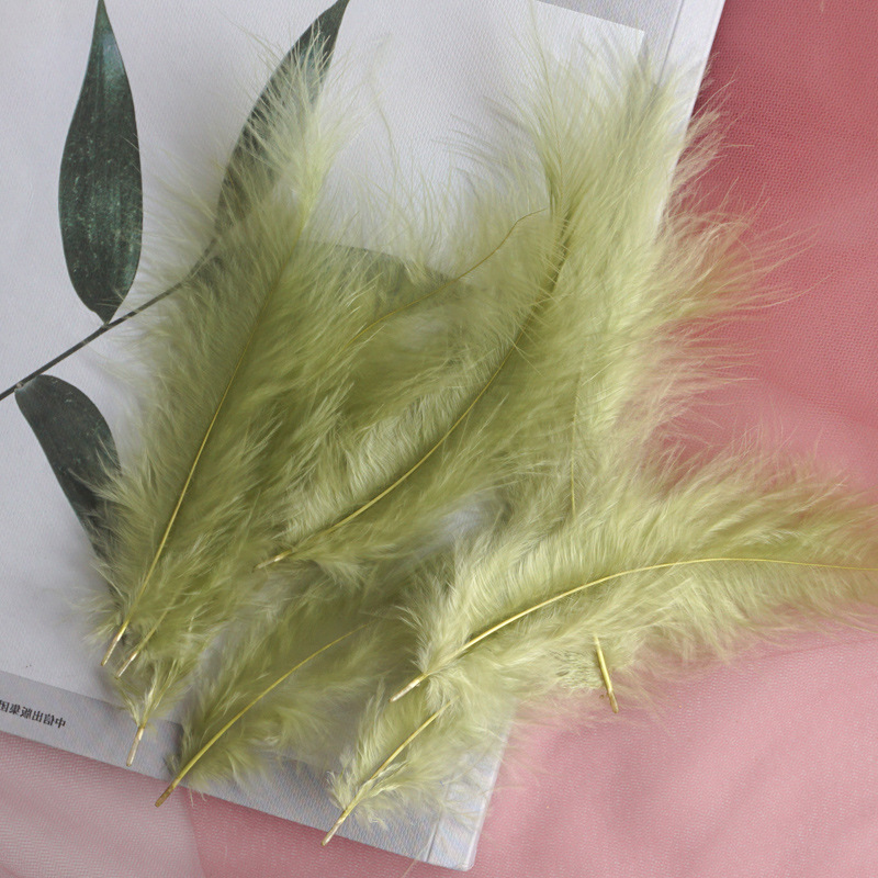 Picture of Feather Decoration Colorful Turkey Hair Pointed Tail Velvet Dream Catcher Material Wave Ball Gift Box Filler Shooting Props