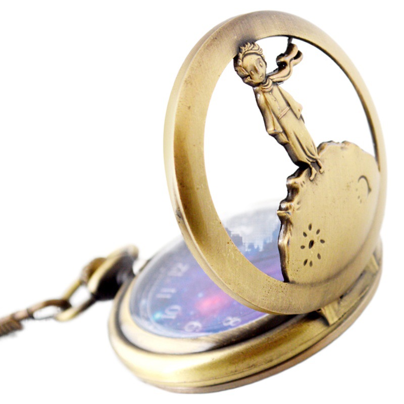 Pocket Watch Little Prince Pocket Watch Hollow Animation Pocket Watch Cartoon Quartz Watch Necklace Children's Pocket Watch