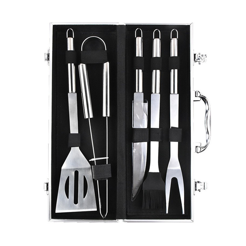 Picture of Factory Spot Barbecue Tool Set Home Outdoor Picnic Camping Style Aluminum Box Stainless Steel BBQ Grill Set