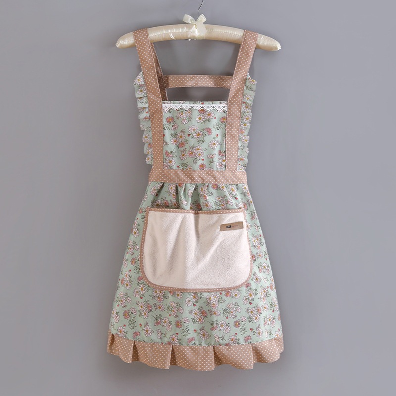 Picture of Canvas Household New Arrival Hand-wiping Apron Kitchen Strap Anti-fouling Breathable Female Princess Skirt Cooking Waist Work Clothes