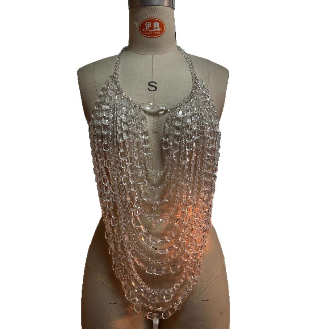 Picture of European and American Cross-Border Women's Clothing Sexy Exaggerated Fashion Beaded Element Body Clothing Chain Nightclub Chest Chain B24696