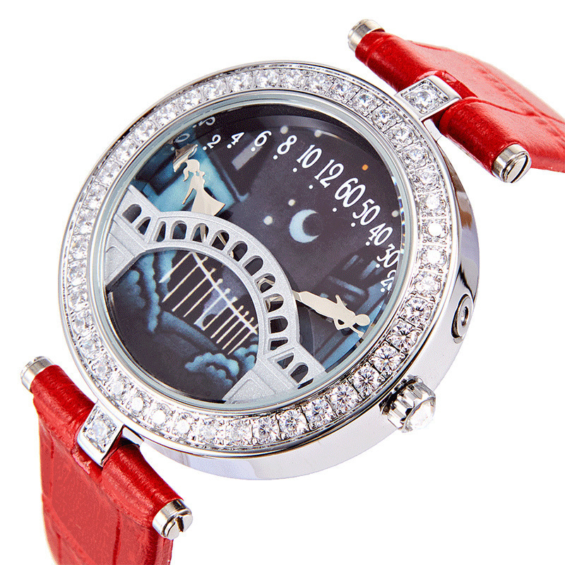 Picture of Celebrity's Same Poetic Series Lover's Bridge Women's Watch Kissing Diamond-encrusted Sun and Moon Star Romantic Lover's Bridge Watch for Women