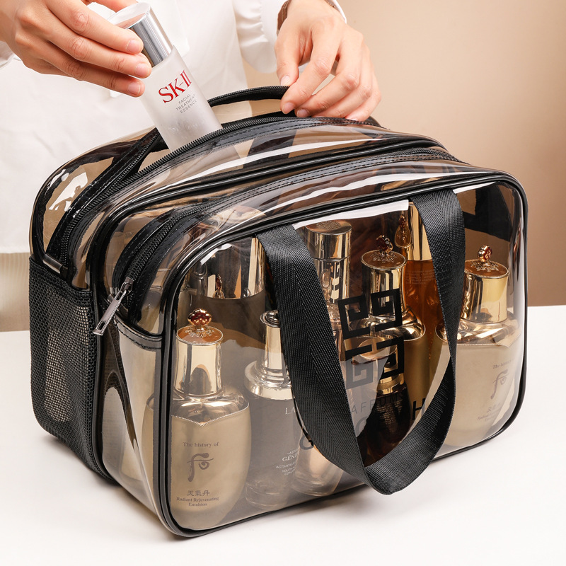 PVC Double-layer Dry and Wet Separate Swimming Bag Thickened Transparent Waterproof Gym Bag 2021 New Toiletries Cosmetic Bag