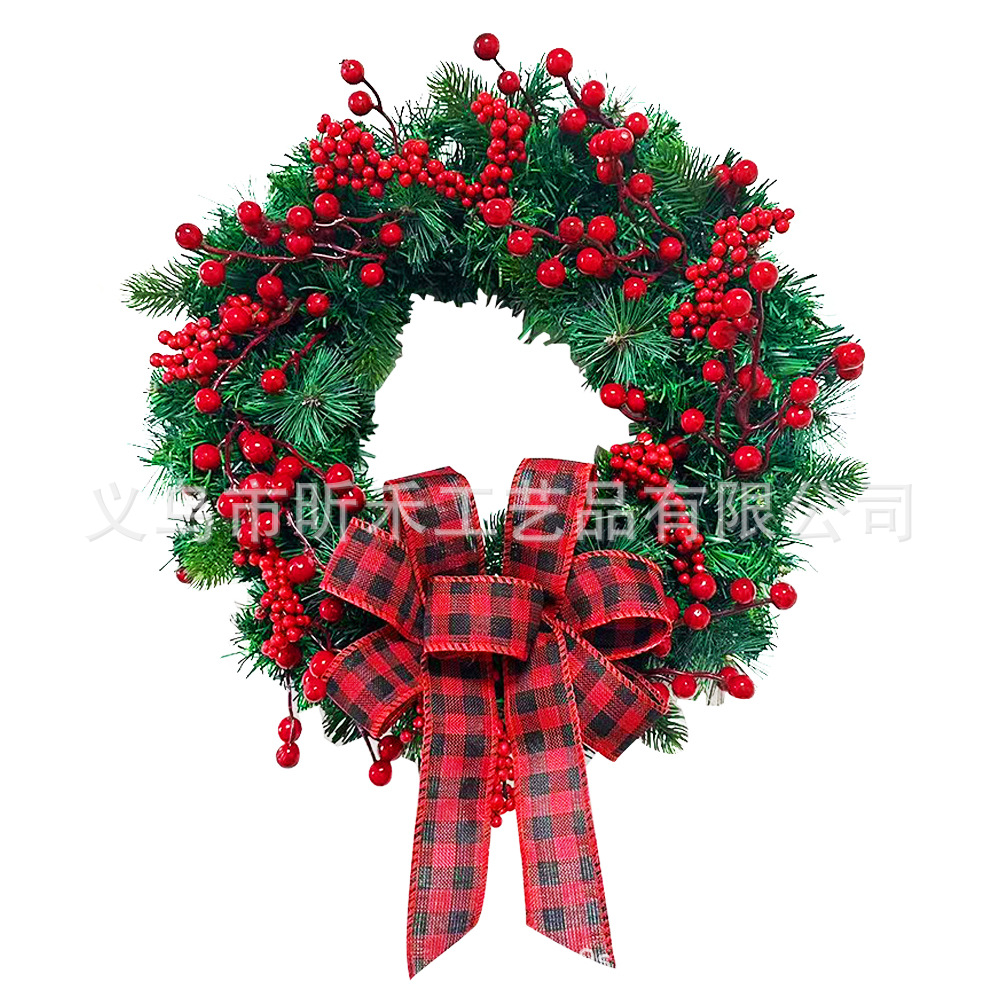 Cross-border Berry pine needle ribbon Garland respective bow Garland Christmas party front door decoration Garland