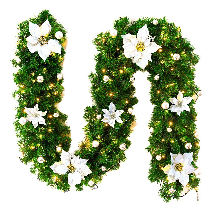 Christmas Rattan 2.7 m Door Hanging Decoration Luxury Encryption Led Light Hanging Garland Ornaments Flower Vines Cross-border Explosions