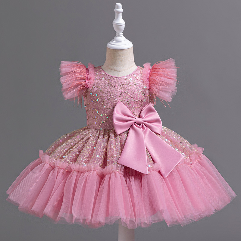 Foreign trade children's dress skirt new baby girl one year old princess puffy skirt wedding dress dress western style flower girl dress