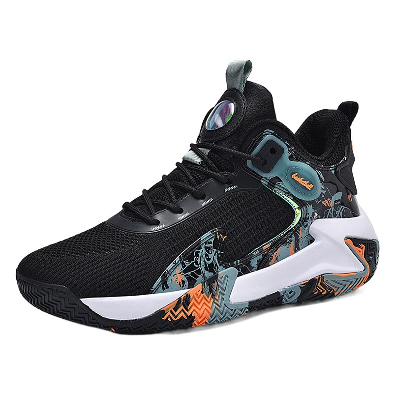 Basketball shoes men's flying woven sports casual shoes men's shoes plus size 47 48 breathable mesh shock-absorbing non-slip wear-resistant sneakers