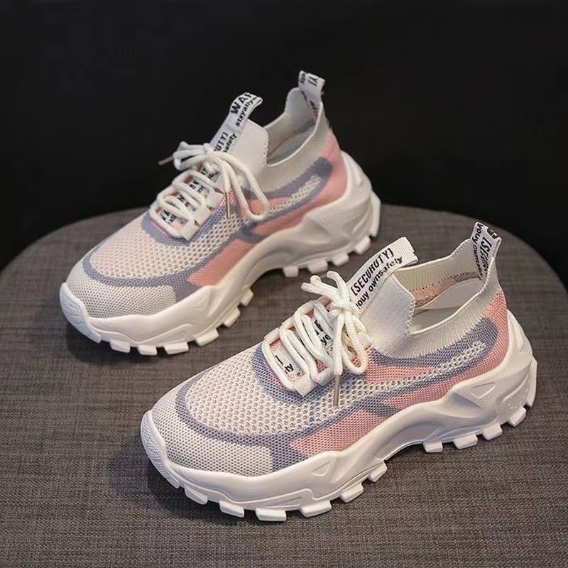2023 New Korean Style Casual Ultra-Light Women's Shoes Dad's Shoes Women's Shoes Flywoven Mesh Shoes Summer Breathable Sports Shoes