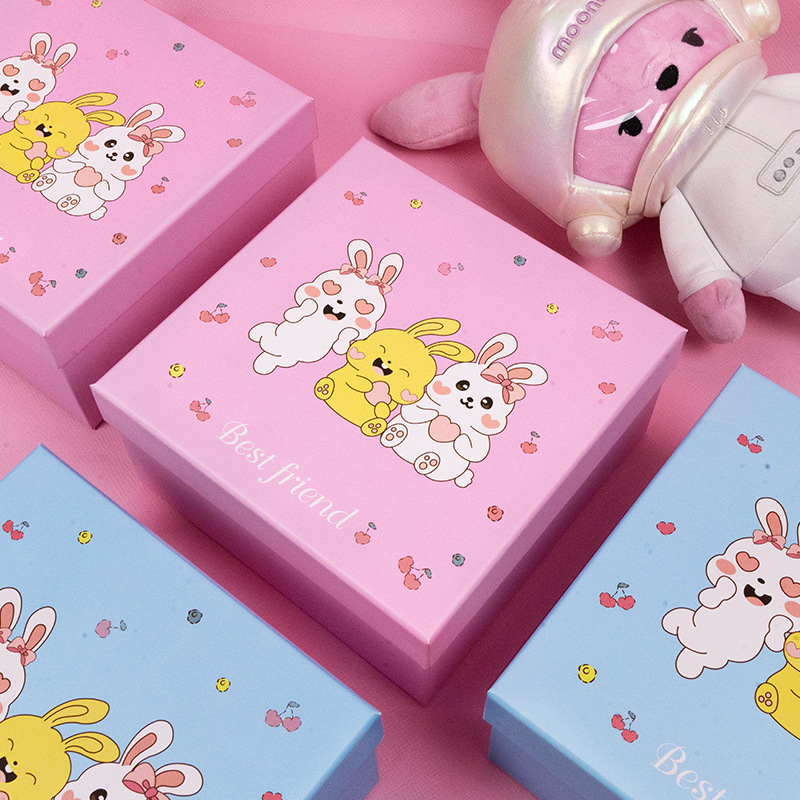 Spot cartoon gift box children's birthday packaging box square heaven and earth cover with hand gift box gift box manufacturers