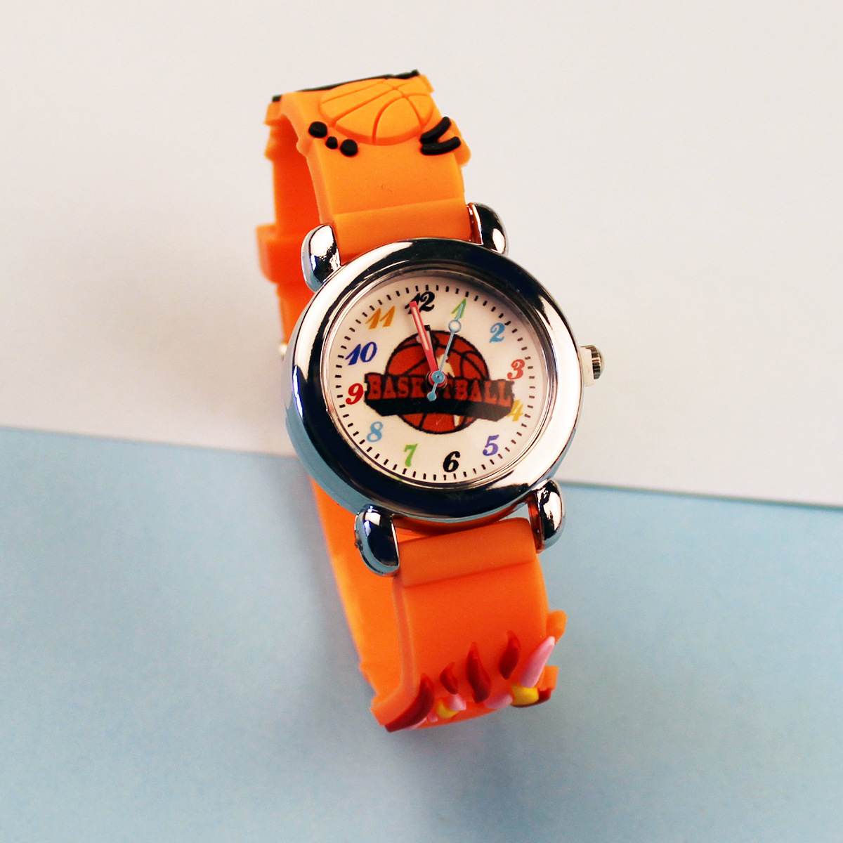 Unbranded Children's Cute Basketball Quartz Watch for Elementary School Students with 3D Strap, Learning Time Recognition Gift, Popular Boys' Watch