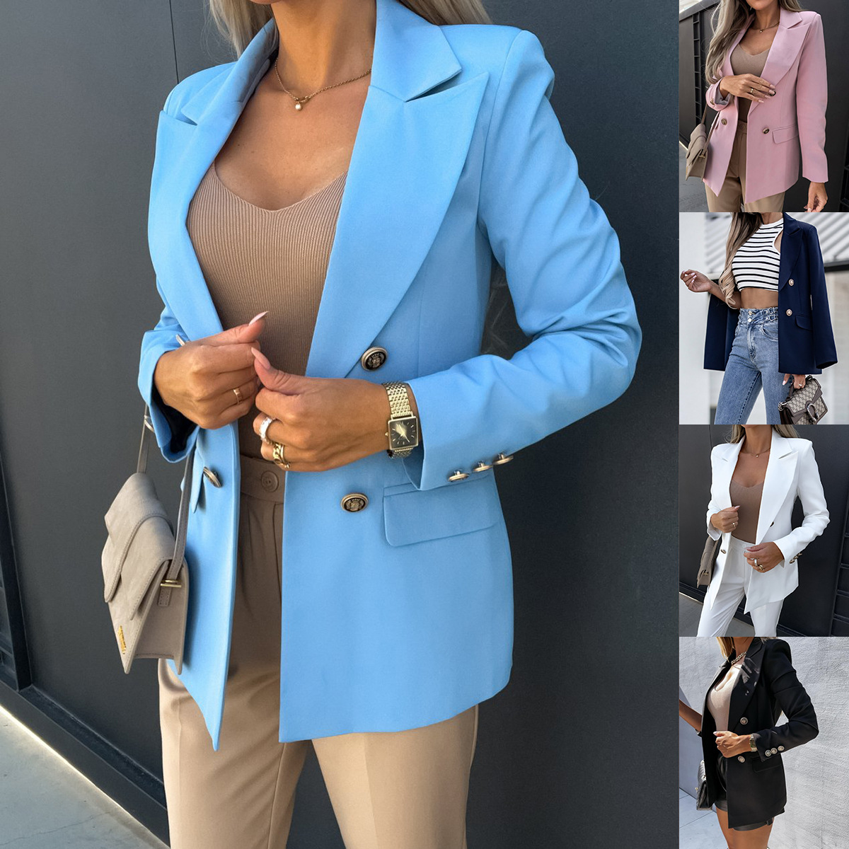 Amazon AliExpress European and American new double-breasted fashion suit jacket