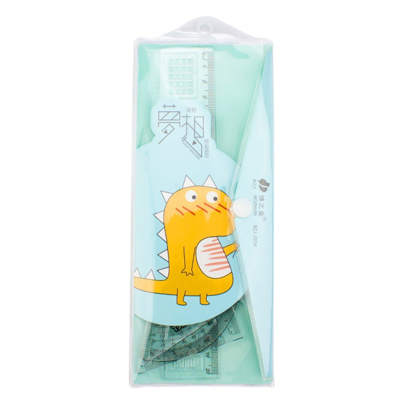 Cartoon Student Set Ruler Student Learning Stationery Ruler Triangle Ruler Children's Drawing Math Multifunctional Ruler Set