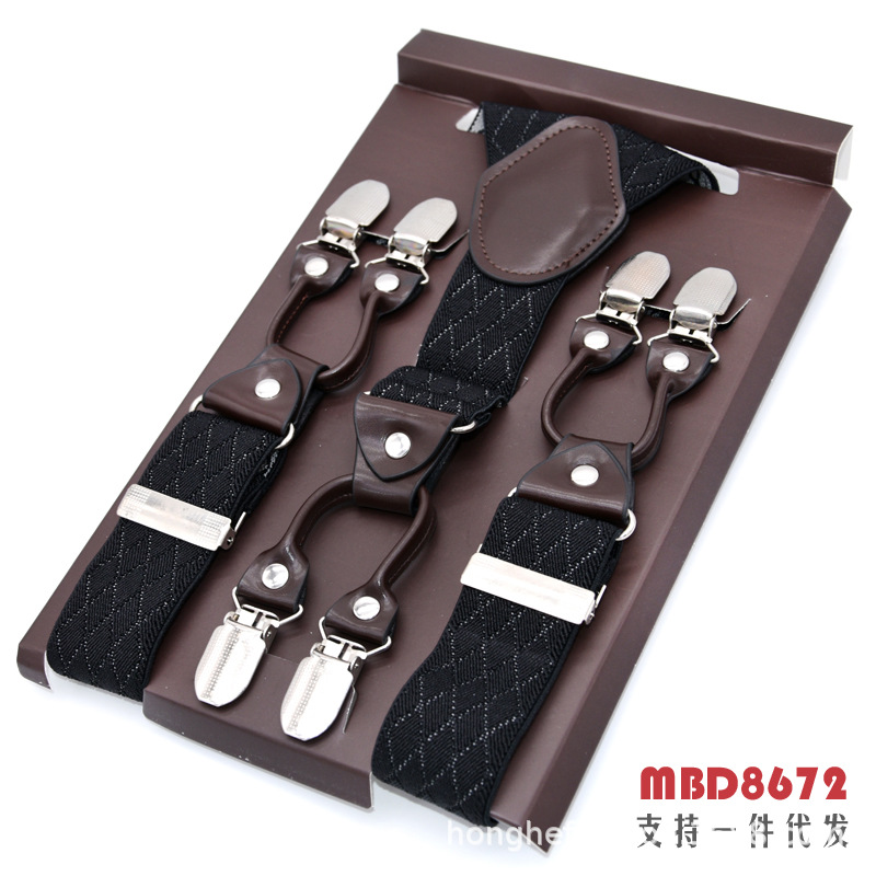 Picture of Cross-Border Supply Men's Suspenders Six-Clip Suspenders Elastic Adjustable Fat People Suspenders Men and Women Suspenders