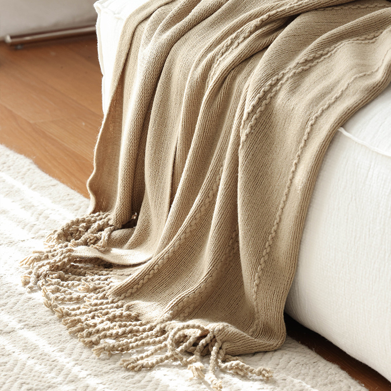 Picture of Solid Color Grass Green Blanket Blanket New Handmade Twist Knitted Wool Sofa Decoration Blanket Soft Dress Nordic Style